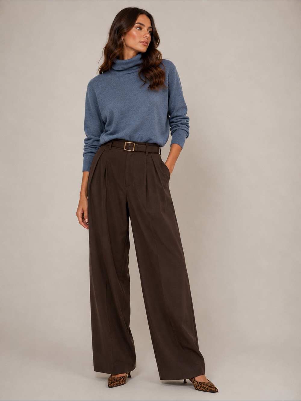 Cozy turtle Neck Sweater in Dusty Blue